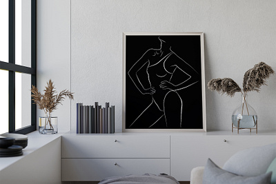 Body line art abstract design eps10 face femele illustration line linear vector woman