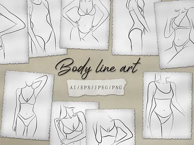 Body line art abstract art body design eps10 female illustration line linear logo vector woman