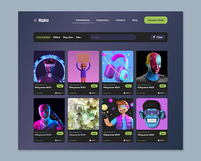 Roku Marketplace listings blockchain defi design minimal ui ux web web design web3