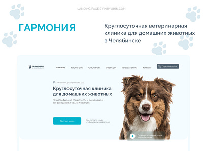 Veterinary clinic "Garmony" landing page ui ux web web design