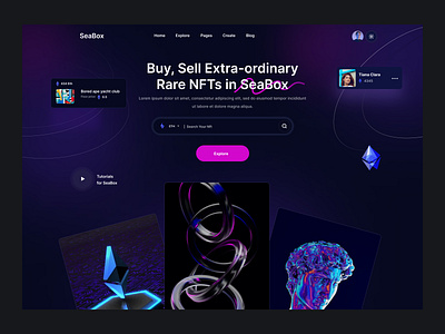 NFT Marketplace Landing Page | DesignExploration Project landing page nft nft marketplace nft website ui design website design