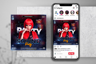 Sound Party Instagram PSD Templates banner dj flyers download event flyer instagram psd psd flyer psd template template