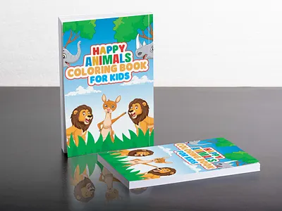 HAPPY ANIMALE COLORING BOOK FOR KIDS animal book branding coloring design graphic design illustration logo typography ui