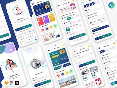 Health and General Insurance Mobile App UI Kit andriod app application concept design hair health insurance ios medical mobileapp