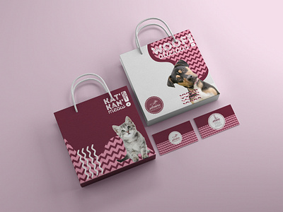 Pet Shop Shopping Bag & Business Card branding design graphic design illustration logo