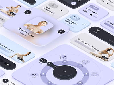 Meditation self-knowledge app concept app figma interface interface design ios isometry meditation meditation app mobile mobile app mobileappdesign purple ui ux ux ui design yoga yoga app