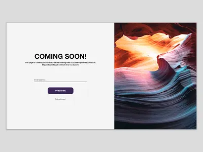 Daily UI Challenge #048 - Coming Soon design ui