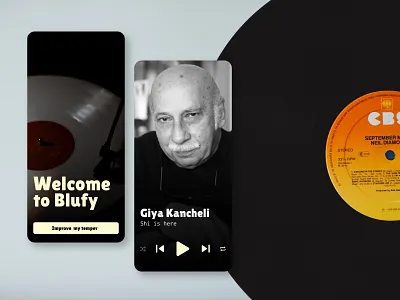 Blufy music app app design figma giya giya kancheli kancheli logo mobile app mockup music music app ui ux