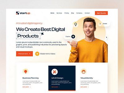 Digital Agency Landing Page agency business business landing page clean design digital agency digital business agency landing page marketing marketing agency startup ui ui design uiux ux web web design website website design