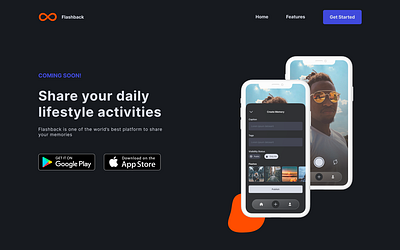 Landing UI (Dark) app branding coming soon daily 100 challenge daily ui dailyui dailyuichallenge design figma illustration landing logo minimal typography ui ux
