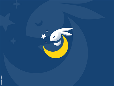 Sleeping Bunny Logo adorable animal baby bunny crescent moon design dream illustration kids logo logodesign logomark night playful rabbit sleep sleeping stars vector