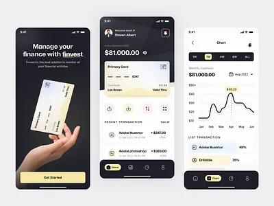 Finvest - Finance Mobile App app bank banking banking app credit card design finance finance app financial financial app fintech fintech app mobile mobile app design mobile design mobile ui product transfer ui wallet