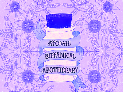 Vintage-Inspired Logo Design atomic botanical apothecary beautiful logo design beautiful typography beautifully designed bright colors creative flowers health product illustration inspired logo logo design logo for product natural nature inspired product illustration purple purple flowers vintage vintage inspired