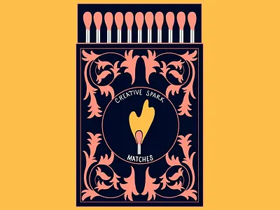 Creative Spark- Poster Design beautifully designed matchbox blue matchbox clean aesthetics colorful colorful design creative creative spark dark blue digital illustration graphic design matchbox matches package packaging pink blue pink matches poster typography vintage style vintage vibe