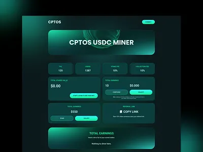 Cptos USDC Miner autostaking blockchain busd miner crypto dao dapp dappradar defi finance fintech landing page launchpad lend dapp staking staking dapp token uiux wallet web design website