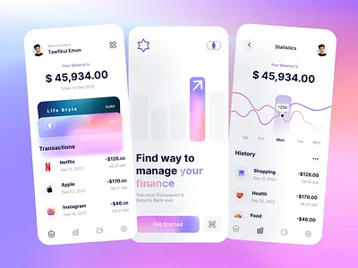 Finance Banking App Design app design finance mobile app finnace mobile app mobile app ui design online banking trendy finance trendy wallet wallet app