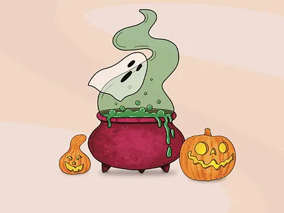 Witch's cauldron animation bringing child illustration ghost graphic design halloween illustration magazine illustration procreate pumpkin witchs cauldron
