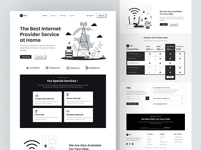 Internet Provider Landing page clean design homepage hosting illustration internet internet service internet service landing page internet service provider landing page landing page design logo minimalist provider service startup web design wifi wifi home wifi landing page