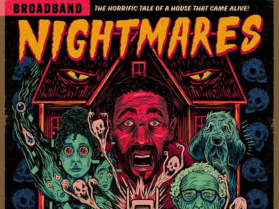 Broadband Nightmares advertising art characters design drawing horror illustration ink record spooky vinyl