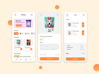 Petshop App adobexd animals app application cat design dog figma food graphic design mobile petshop shop ui userinterface ux