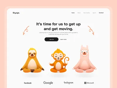 BiYoga. Header Page! ⚡️ 3d animation app branding design designing dribbble graphic design illustration logo minimal motion graphics popular trending typography ui ux vector web website