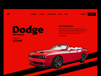 SRT Hellcat 🐈 | Car Landing Page auto automobile car cars dodge drive helcat hero section homepage ladning page landing page online shop racing srt supercar transport ui uiux web design website