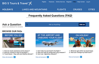 Travel Agency FAQs Page ui