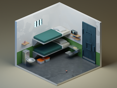 jail 3d 3dart blender blenderrender cgi cgiinterior design gamedev illustration interior jail lowpoly lowpolyart penitentiary prision