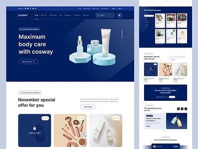 Ecommerce Concept best blue branding cosmetic ecommerce explore inspiration landing minimal online shop popular product design simple trendy ui uiux ux website zensite