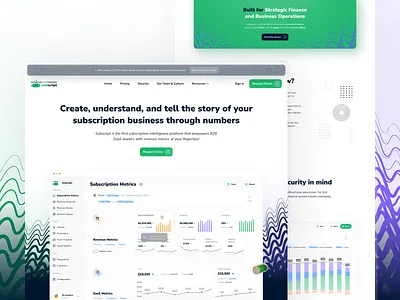 Website concept for Revenue Analytics App analytics app business dark dashboard design finance green home landing product revenue saas subscription ui ux violet waves web white