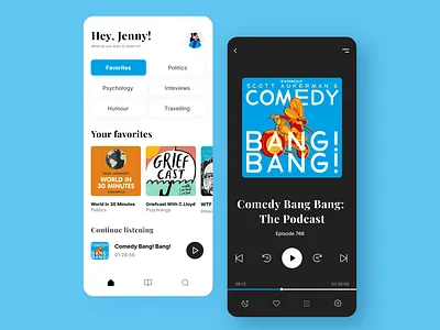 Podcasts App UI Design android app app design appdesign dailyui ios minimalist mvp player playerapp podcast podcast app ui uiux usability ux