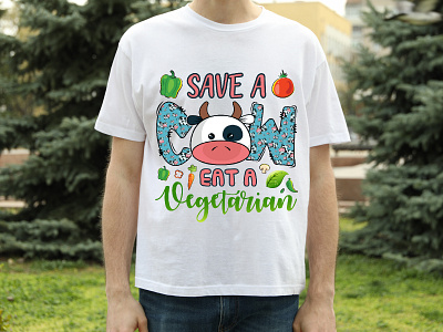Save A Cow T-shirt Design best t shirt branding custom t shirt design funny t shirt health food illustration t shirt design typography vegan vegetarian