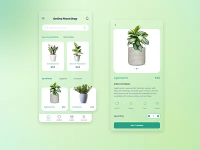 Plant Shop android app desing figma flower glass morphism green mobile plant ui ui desing userinterface ux
