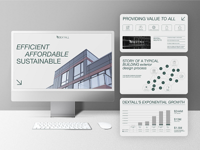 Dextall pitch deck design branding bright design graphic design green minimalistic modern pitchdeck powerpoint presentation vector white