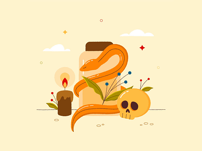 Happy Halloween animated gif animation candle design halloween halloween art illustration illustrator motion motion graphics skull snake spooky visual art