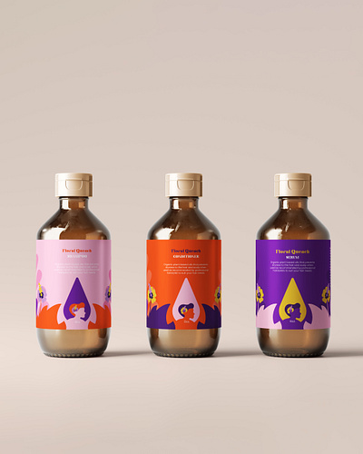Floral Quench Hair Care labels. branding conditioner hair care hair care branding illustration label labeldesign serum shampoo