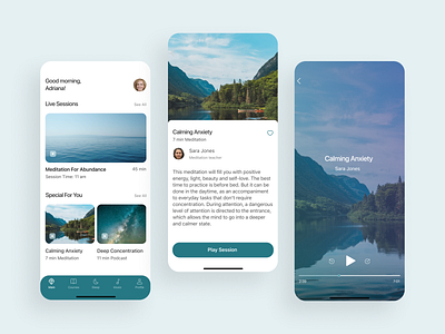 Meditation App 🧘🏻‍♀️ animation app design landing mobile ui ux