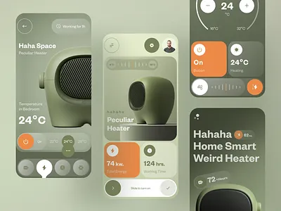 Hahaha - Home Smart Weird Heater App app app design app ui application e commerce ecommerce energy heater heating ios app mobile mobile app mobile ui orizon product room heater smart heater temperature ui ux design ui ux