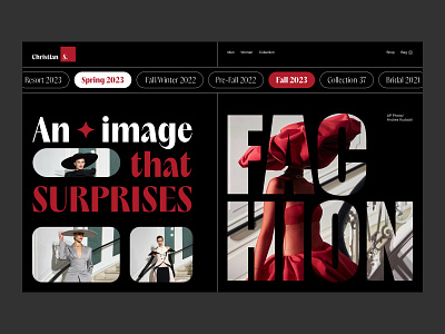 Christian Siriano - website concept black concept dark design fachion minimal minimalism red ui ux web webdesign website