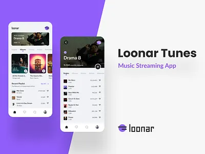 Loonar Tunes | Music Streaming App app branding design logo music product design streaming ui uiux user interface