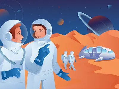 New discoveries characterdesign future illustration retro space