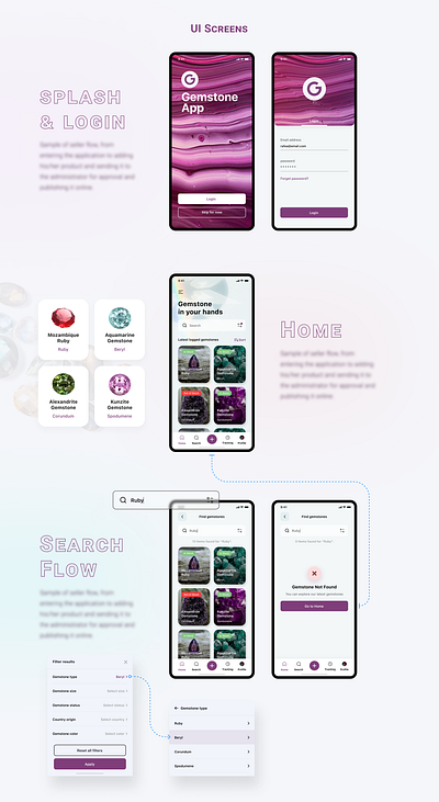 UX/UI Gemstone Mobile App - Search Flow design mobile ui ux