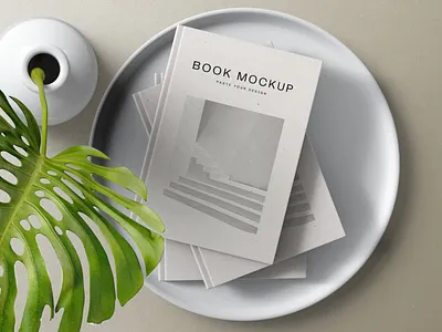 Book Mockups On Tray Top View stationery mockups