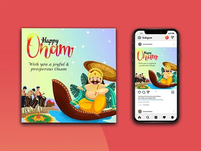 Onam socialmedia poster banner design illustration poster vector