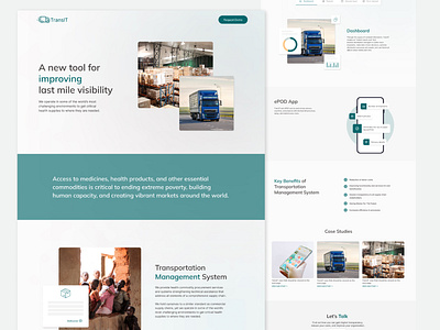 TransIT Landing Page healthcare landing page transportation management system ui web design