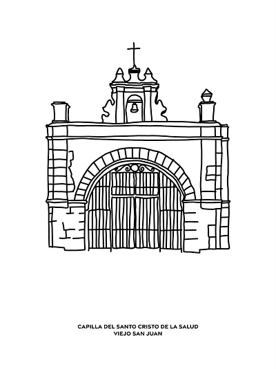 Puerto Rico Churches Doodle adobe draw architecture design illustration illustrator puerto rico vector
