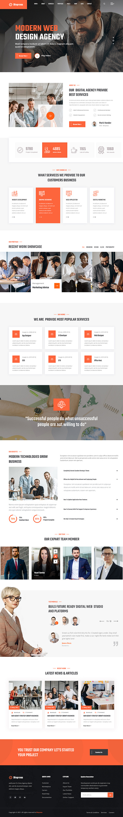 Binpress - Digital Agency Template agency branding design digital marketing portfolio promotion seo smm