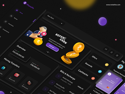 PhonePe Dashboard - FinTech UI 💸 3d illustrations 3d mockups app concept banking branding crypto dark mode dashboard finance fintech fintech dashboard glassmorphism isometric design money payments payments app paypal paytm phonepe web dashboard