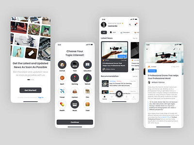 News Mobile Application app design interest mobile app mobile design news technology topic ui ux
