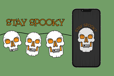 Autumn Inspired Phone Wallpaper - Stay Spooky graphic design illustration minimalist vec vector